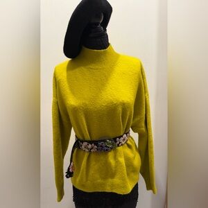 H&M Chartreuse Sweater Large fit long sleeve synthetic warm sweater